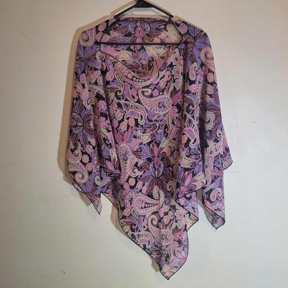 Large Paisley Cover Up Poncho Sheer